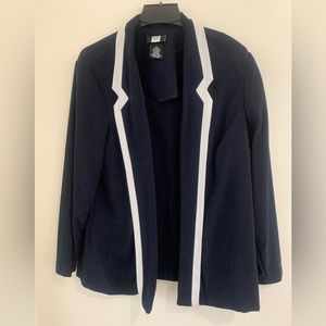 Vintage women’s Studio 1940 Blazer Jacket Navy Blue White Lines Size 18W